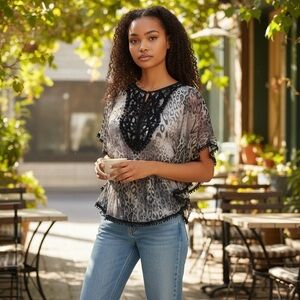 Love Culture Womens S Small Boho Blouse Hippie Summer Semi‎ Sheer